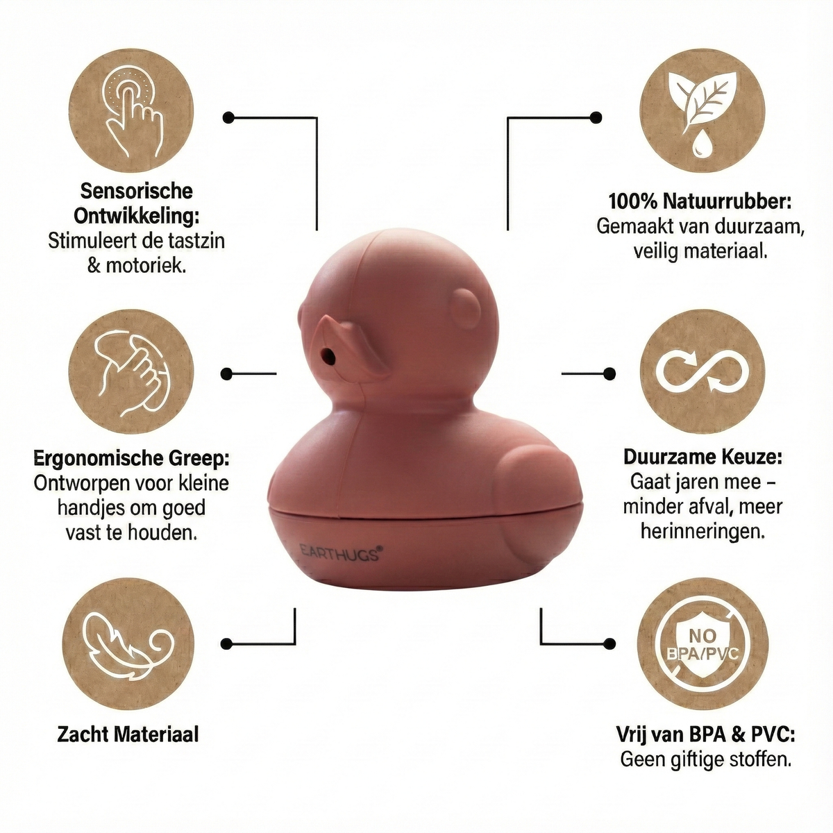 EARTHUGS– Badeend Ruby – Rood / Roze – Hygiënisch & Vaatwasserproof