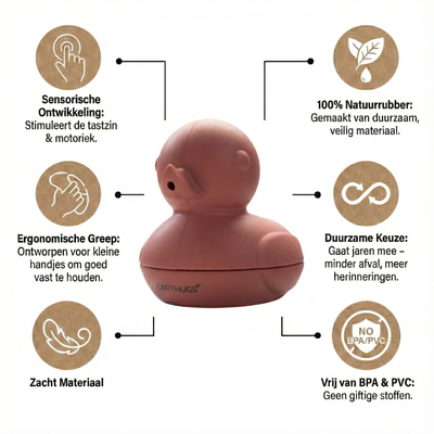 EARTHUGS– Badeend Ruby – Rood / Roze – Hygiënisch & Vaatwasserproof